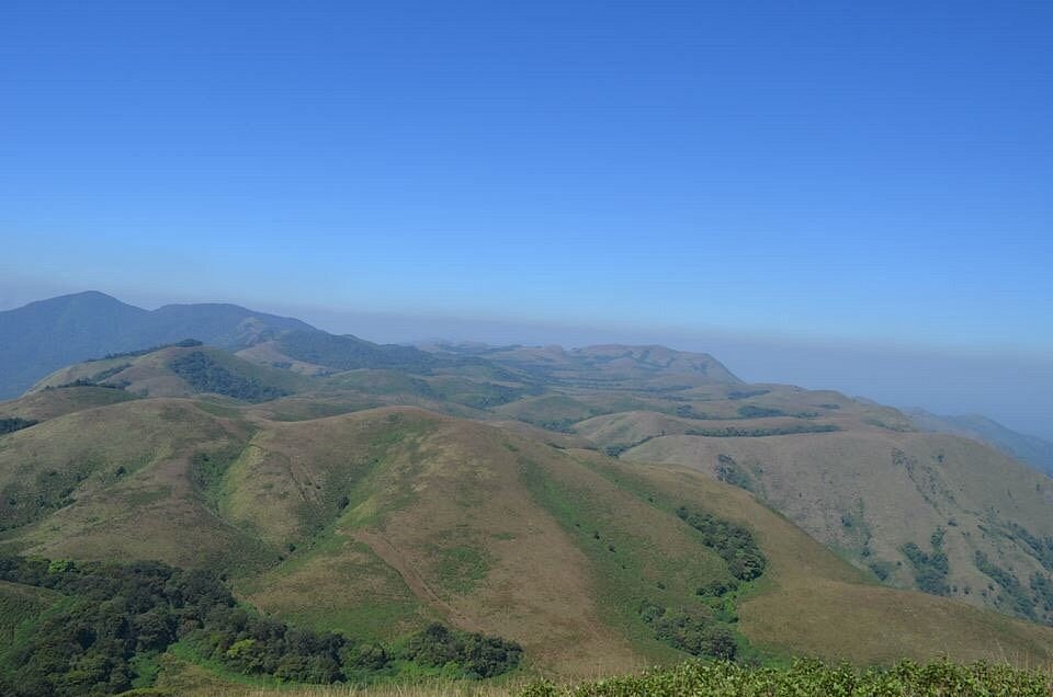 Scenic landscape of Brahmagiri mountain range at sunset